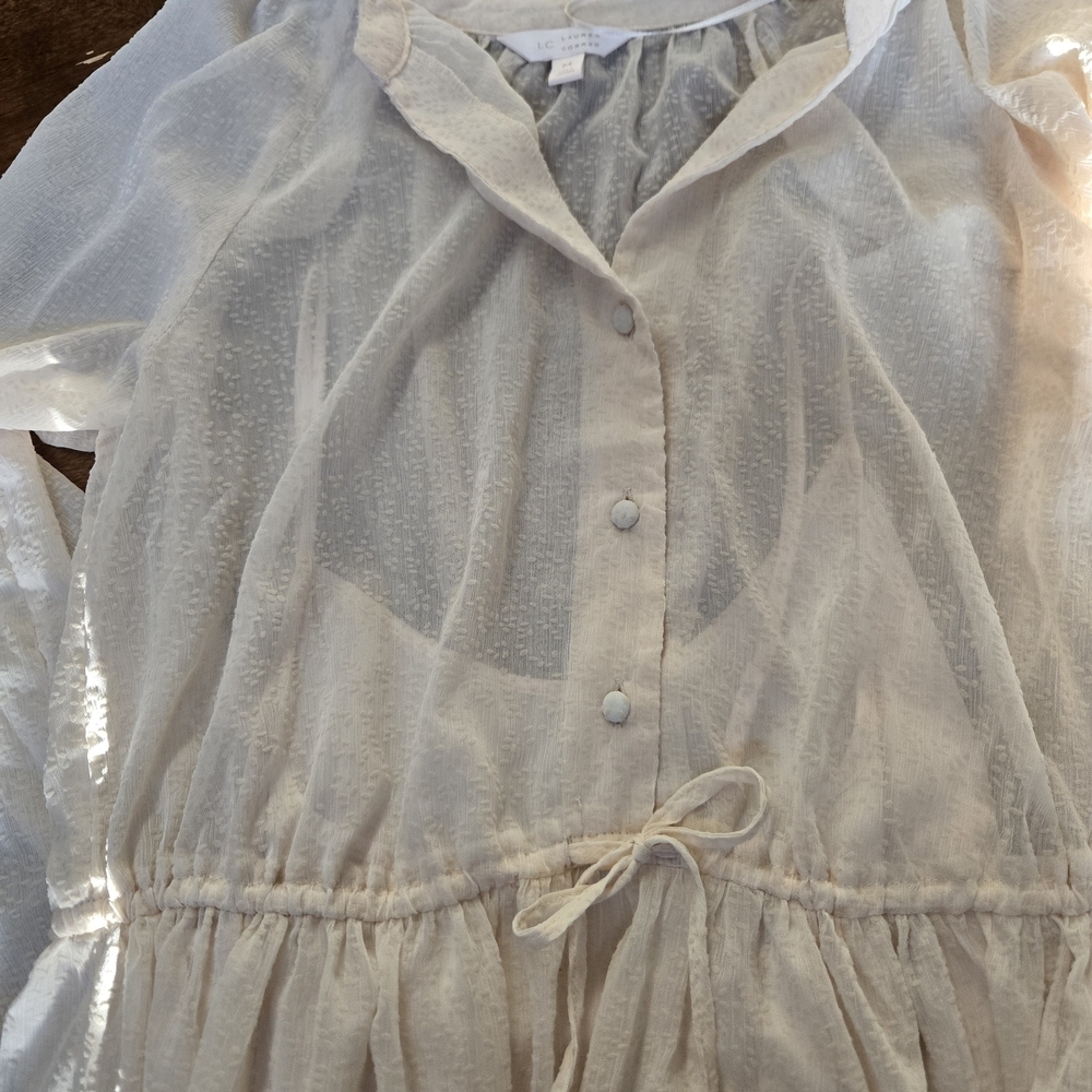 LC Lauren Conrad Ivory Sheer Dress. Size M - Picture 6 of 9
